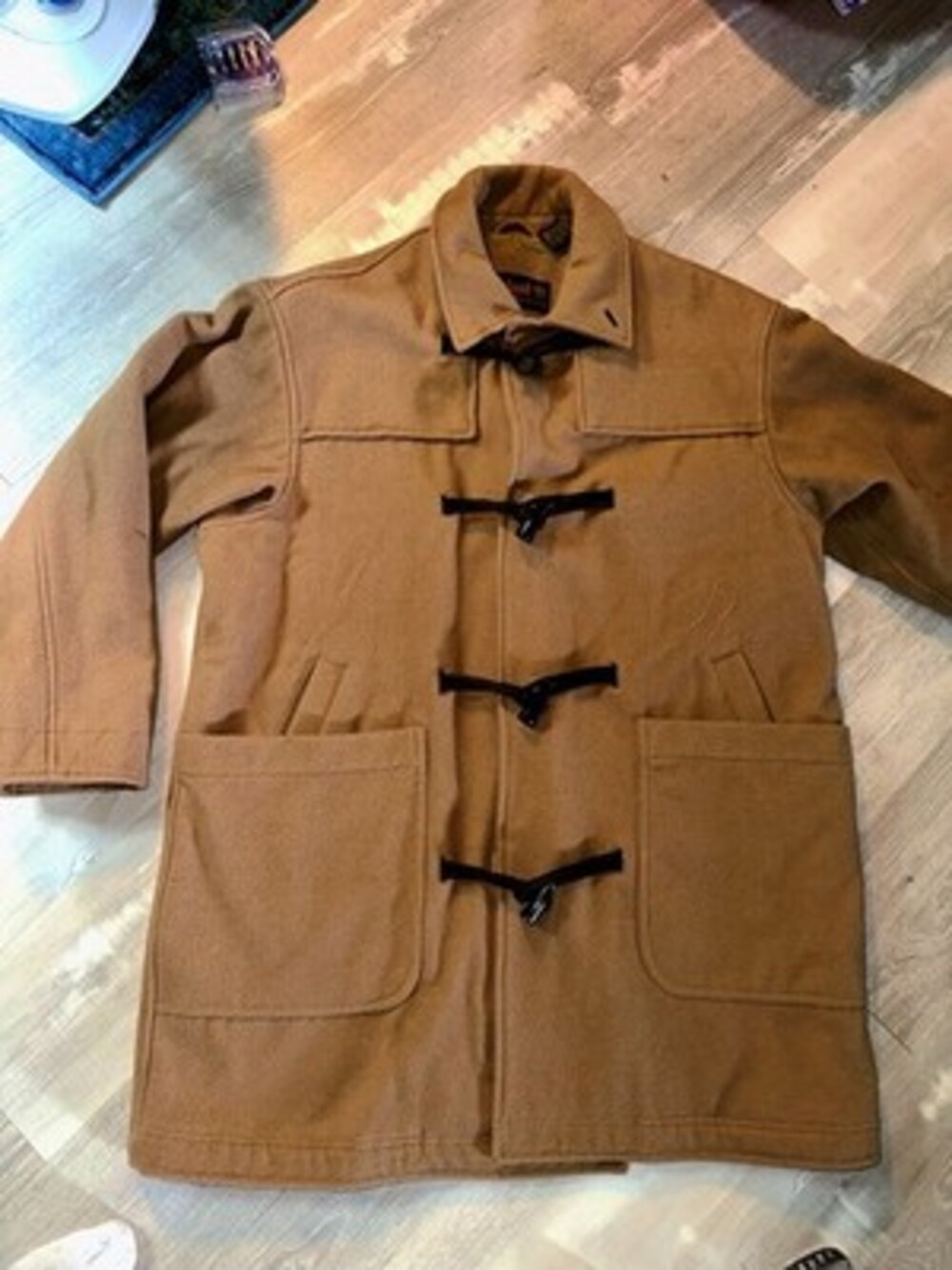 Vintage Timberland Weathergear Coat Mens Large Brown Leather Wool Lined Toggle - Picture 1 of 5